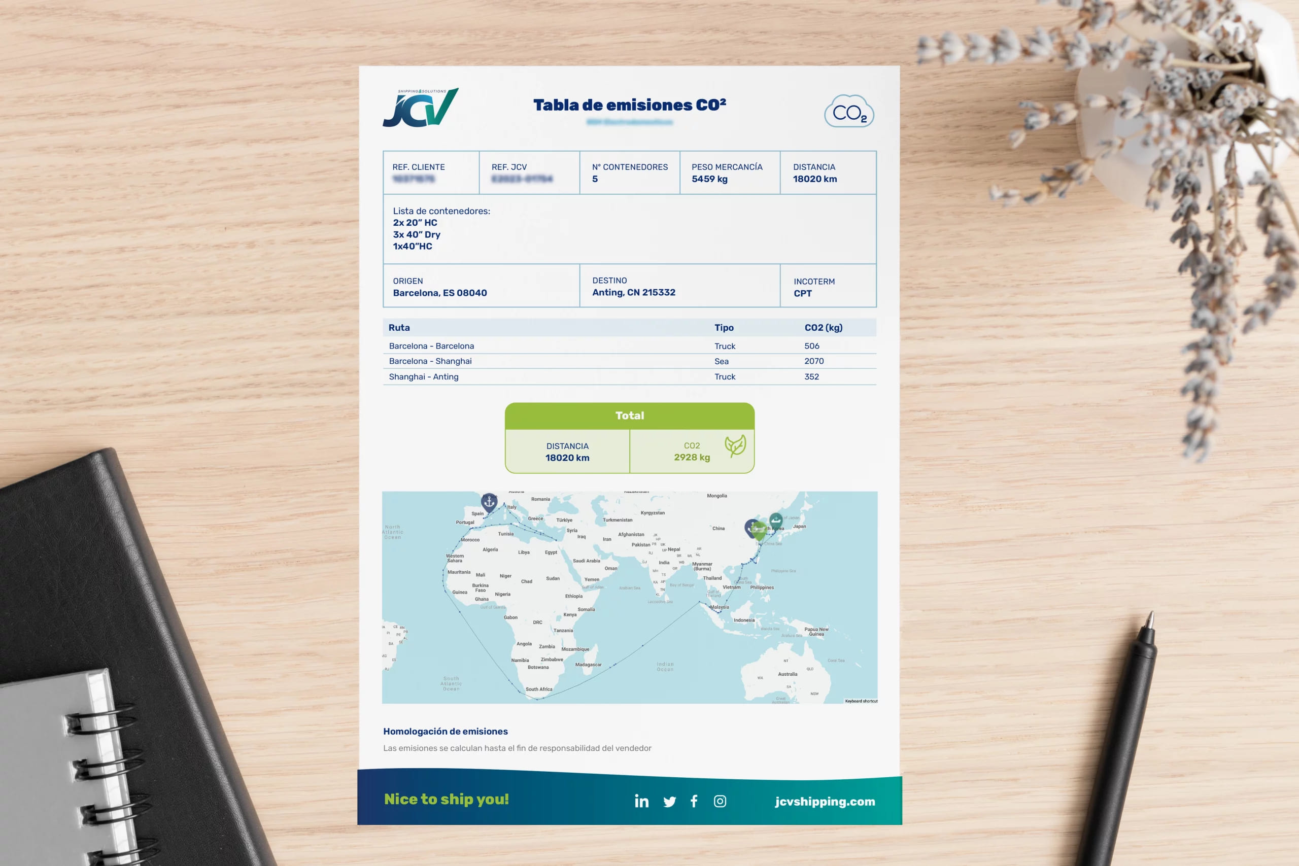 jcv shipping informe emisiones CO2 homologado